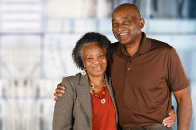 senior couple smiling