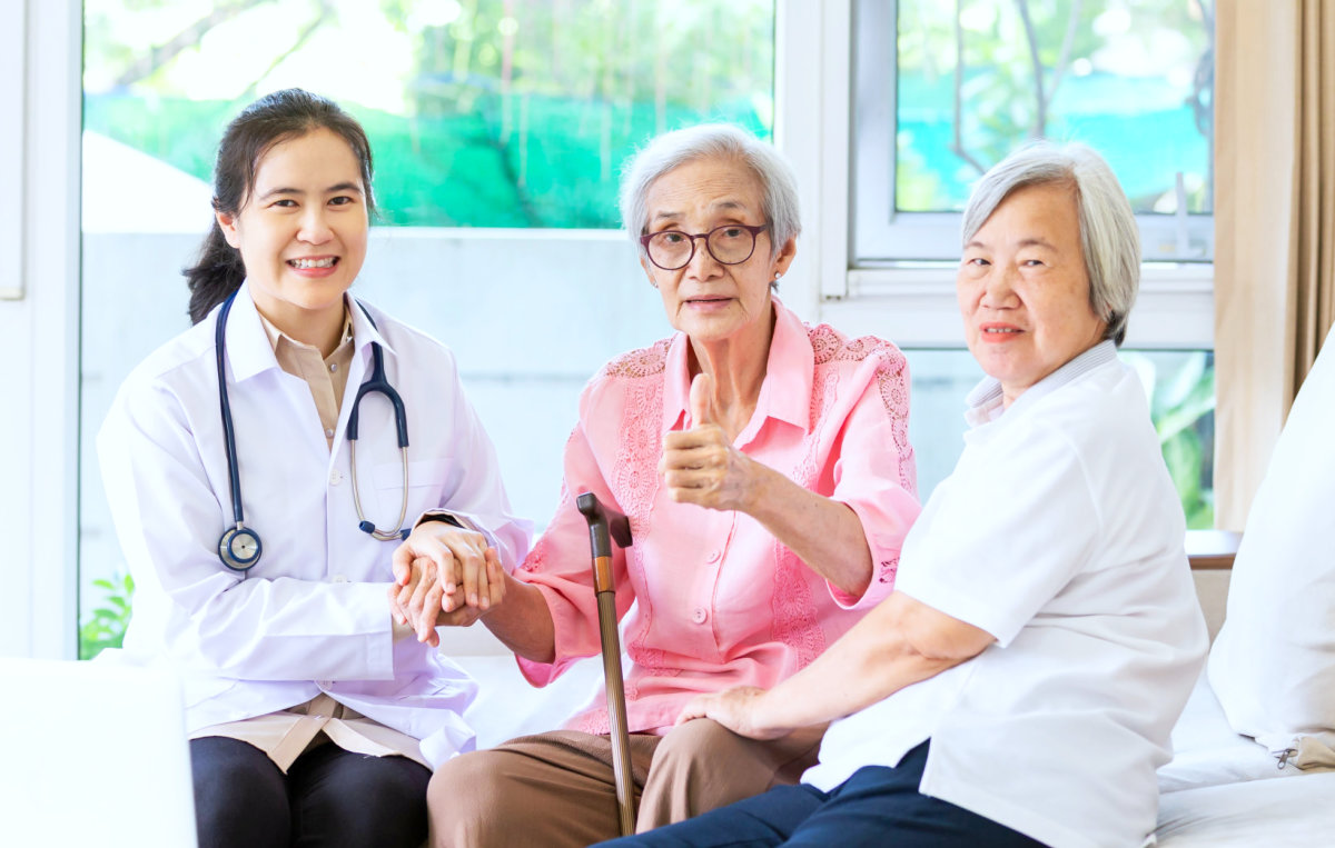 senior women with a nurse