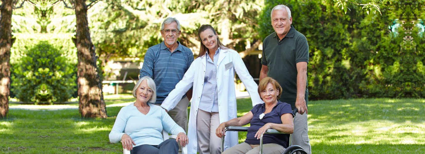 a physician with a group of seniors